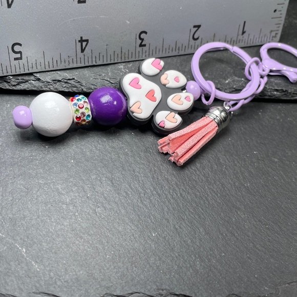 Purple and Pink Heart Paw Keychain - Picture 4 of 5
